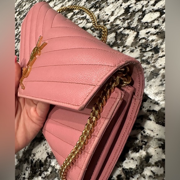 YSL SAINT LAURENT CHAIN WALLET IN GRAIN DE POUDRE - Picture 14 of 14